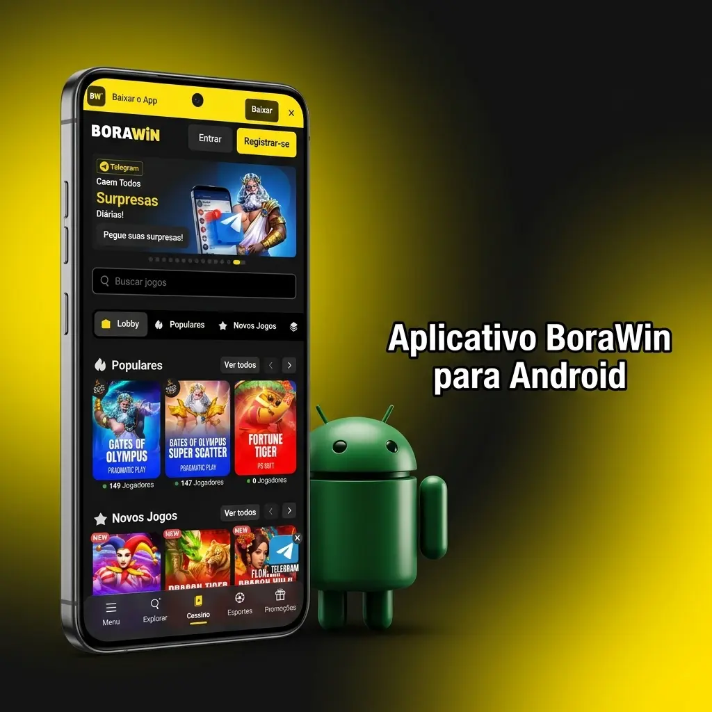 Aplicativo BoraWin para Android com apostas esportivas e jogos de cassino disponíveis gratuitamente