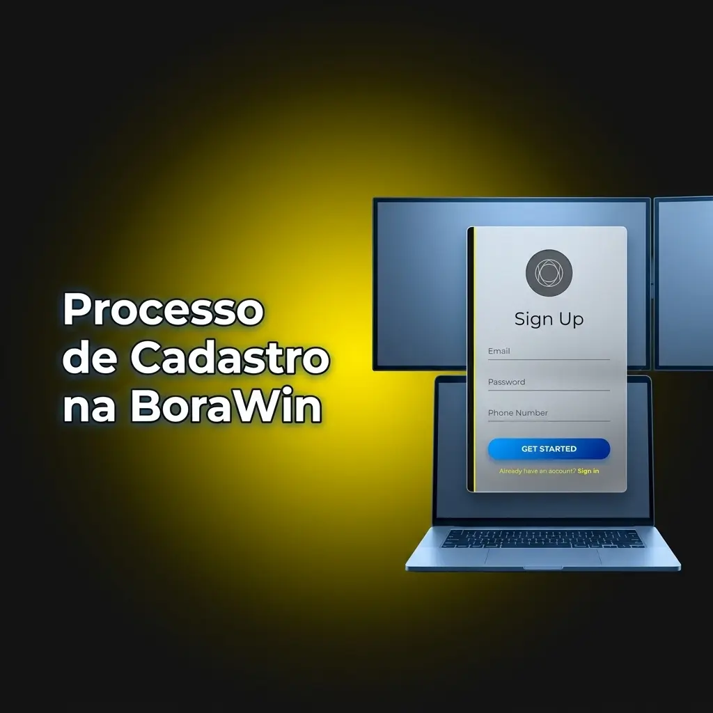 Passo a passo do processo de cadastro na BoraWin com formulário de registro e bônus de boas-vindas