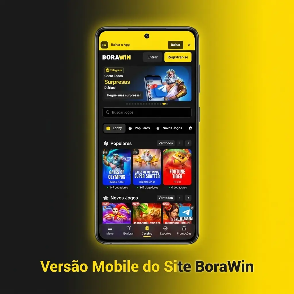 Site BoraWin versão mobile otimizada para smartphones e tablets com apostas esportivas e cassino